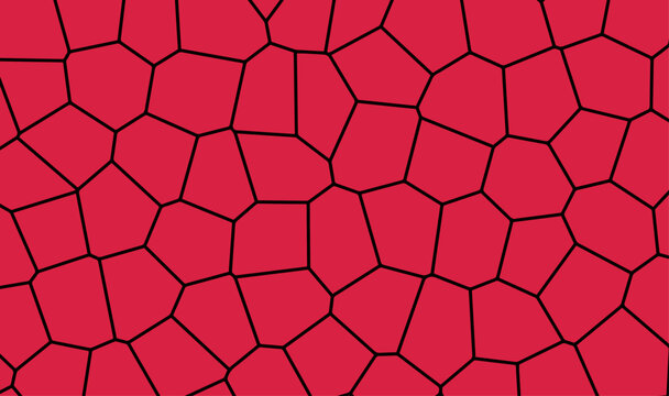 Abstract Crimson Red Geometric Voronoi Polygon Mosaic Background Texture Pattern 