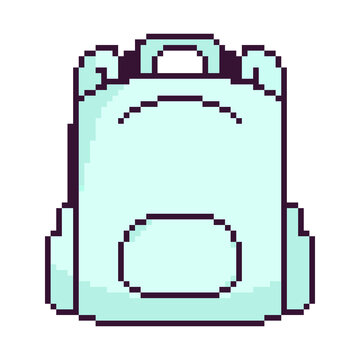 Pixel Art School Bag Back to School Retro Game Icon Vector Illustration

