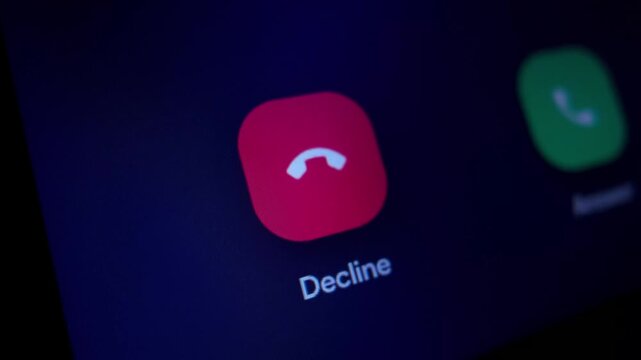 Decline Call Button on Mobile Phone Screen Interface