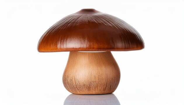 modern brown mushroom table lamp with glossy finish for interior home decor stylish lighting fixture isolated on white background cutout