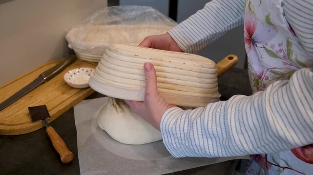 Close Up of Bread Dough Preparation in Bakery