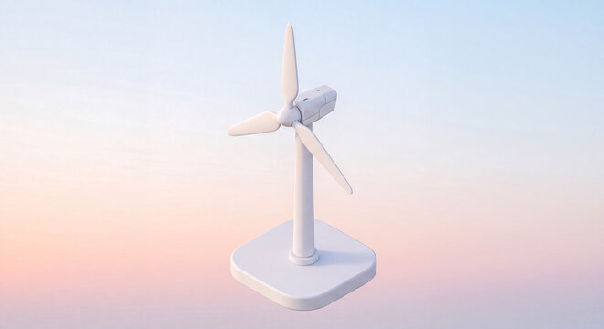 3D Wind Turbine Wind Power Generator Concept of Clean Energy and Sustainability
