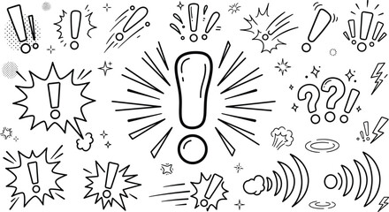 Exclamation Mark and Question Sign Icon Set with Comic Book Style Alert Graphic Elements for Creative Warning Label Designs © MDINSAN