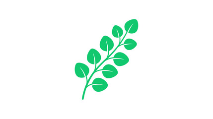 Obraz premium Green Leafy Branch Icon on White Background