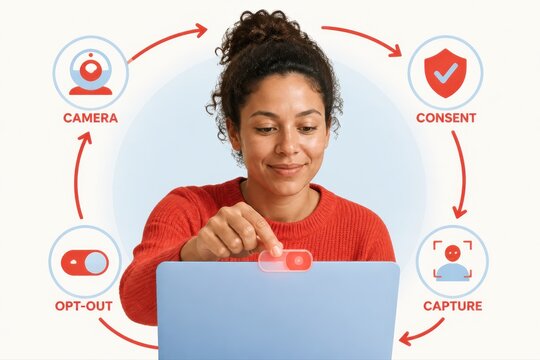 Data privacy and consent management on laptop screen