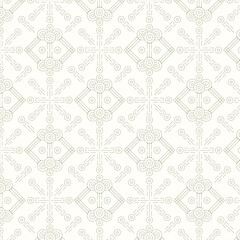 Obraz premium Minimal Beige Geometric Seamless Pattern with Abstract Ornamental Line Art