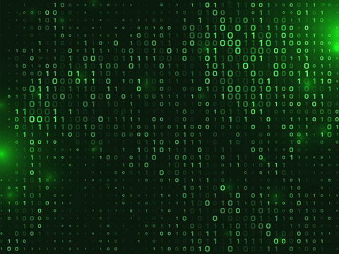 Abstract binary code style digital green matrix background