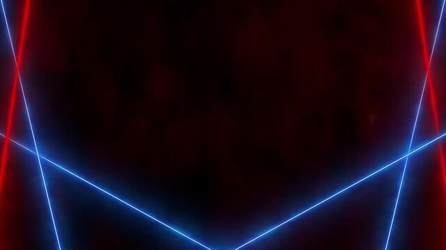 Crossing neon laser motion visual red and blue glowing beams, black negative space, sleek futuristic mood. for dance visuals, tech openers, sci fi edits, cyber scenes, and motion graphics.