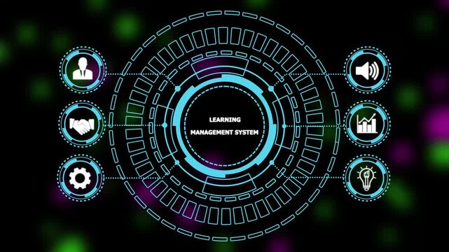 Abstract automation technology background. Business, Technology,Internet and network concept."LEARNING MANAGEMENT SYSTEM"a crucial business strategy for workforce business success growth.4k animation