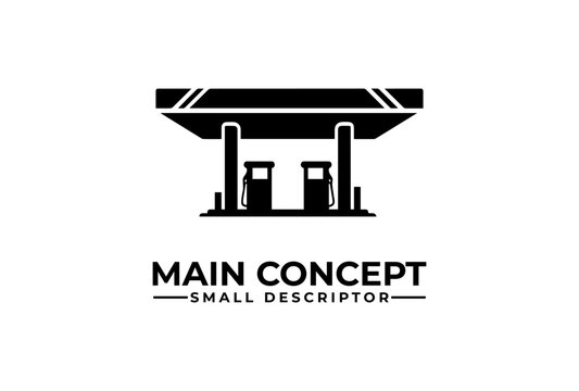 Gas station logo features a minimalist fuel pump icon representing a modern energy business.