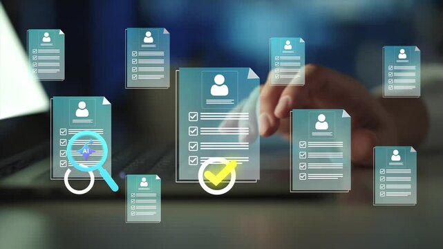 Ai scanning CVs, Human resources management technology and automation in business.