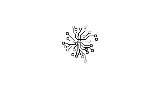 Black and white neuron cell illustration.