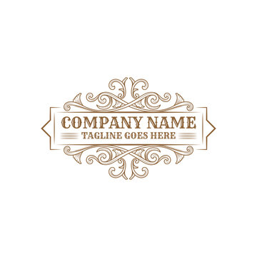 Vintage Luxury Rectangle Ornament Badge Logo Design Vector