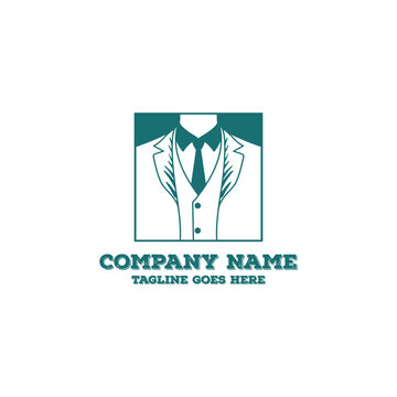 Men Suit Vest Tie Fashion Logo Design Vector