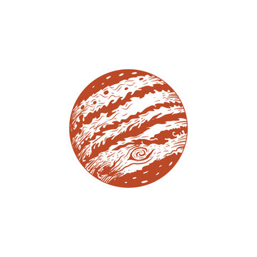 Vintage Retro Jupiter Planet Space Logo Vector Illustration