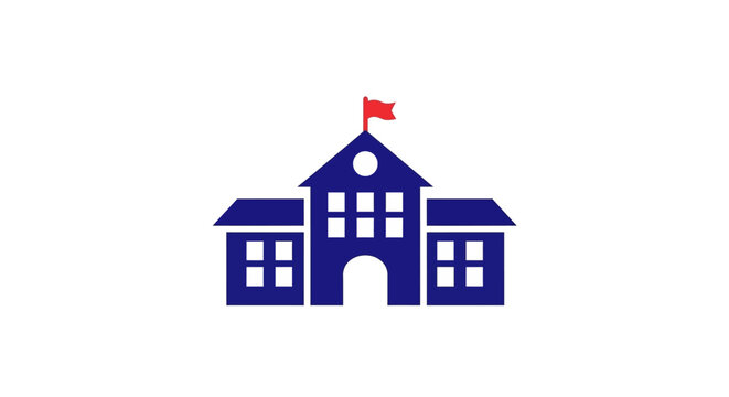 School Building Icon Illustration.