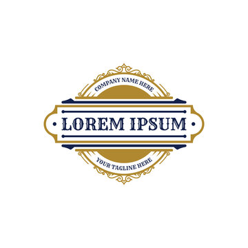Luxury Vintage Ornament Badge Label Logo Vector Illustration