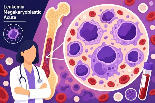 Acute Megakaryoblastic Leukemia Bone Marrow Infographic with Doctor Character