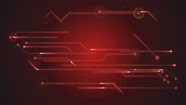 Red Neon Cyber Circuit Board Matrix Pulse Motion Graphic Background