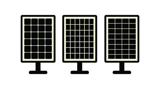 Solar panel icon illustration set for sustainable power systems