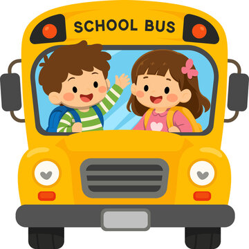 Children Happy to Ride School Bus to Learning