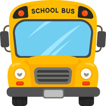 Cheerful Yellow School Bus Front View Transportation Concept