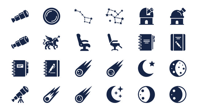 Music Icons Set Vector Collection with Alphabet Symbols, Zodiac Signs, Arrows, Numbers and Creative Web Design Elements for Modern Illustration and Business Branding