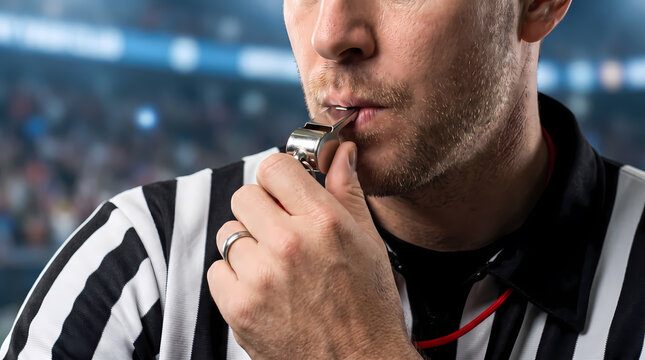 Sports referee whistle. Match officiating concept. Fair play authority. Professional vector illustration