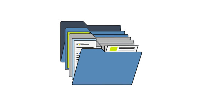Blue File Folder with Organized Papers.