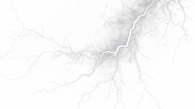 Digital monochrome image of a bright white lightning bolt striking a dark grey background