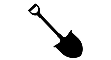 Black silhouette of a shovel tool. © dio