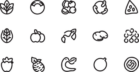 Obraz premium Collection of simple black and white animal line icons.