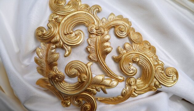 thai gold patterns decorate smooth white fabric with elegant swirls and intricate traditional motifs creating luxurious and refined textile design