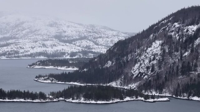 Norway S&oslash;rfjorden Velfjord Finnvikvatnet Hommelst&oslash; Storhaugen Nature Reserve 4K Aerial Drone