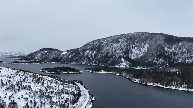Norway S&oslash;rfjorden Velfjord Finnvikvatnet Hommelst&oslash; Storhaugen Nature Reserve 4K Aerial Drone