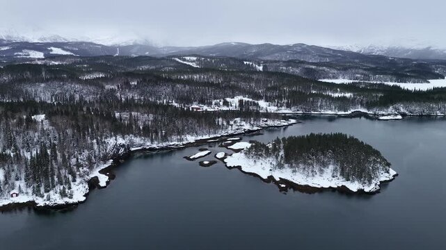 Norway S&oslash;rfjorden Velfjord Finnvikvatnet Hommelst&oslash; Storhaugen Nature Reserve 4K Aerial Drone