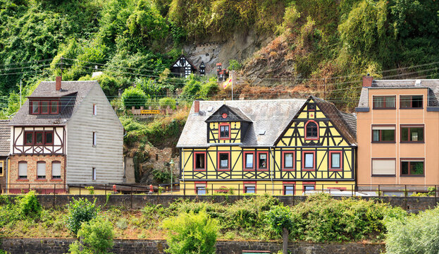  Hundsdorf, Germany. Hansel and Gretel house built into the cliff and refers to the Fachwerkhaus H&auml;nsel und Gretel, a protected historic timber-framed holiday cottage.
