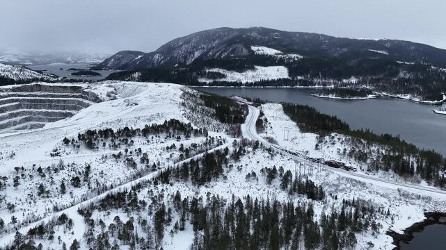 Norway S&oslash;rfjorden Velfjord Finnvikvatnet Hommelst&oslash; Storhaugen Nature Reserve 4K Aerial Drone