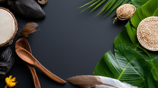 Authentic Decor and Traditional Artifacts Representing the Rich Heritage of an Asmat Culture Festival Celebration