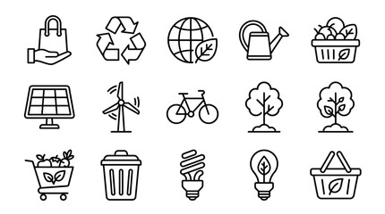 Eco Friendly Icons: Sustainability, Recycling, Nature, Energy, Shopping © Ajeng
