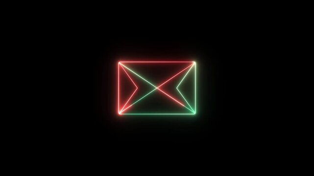 Glowing email security interface showing animation on black background. Spam filtering and safe messages.