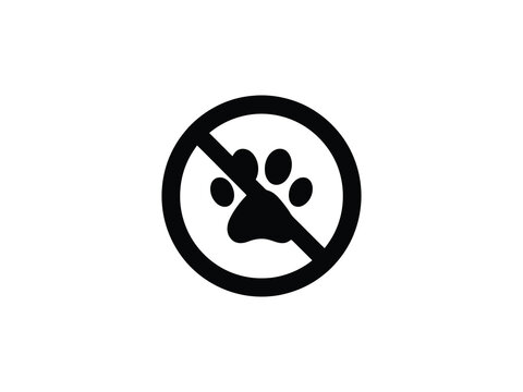 No Pets Allowed Sign A Black Silhouette Icon On A White Background For Prohibition forbidden restriction veto ban