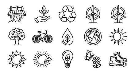 Eco-friendly Icons: Sustainability, Nature, Renewable Energy, Recycling, Green Lifestyle © bahlil