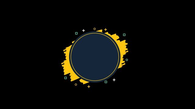 motion Abstract circular frame with yellow artistic brush on transparent background