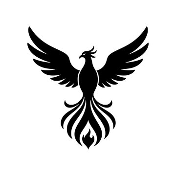 Premium Neo Minimal Phoenix Bird icon featuring the legendary mythical bird rising from flames with elegant spread wings and flowing tail feathers. Symbolizes rebirth, immortality, resilience, transfo
