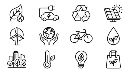 Eco-friendly Icons Set: Renewable Energy, Sustainability, Green Technology, Ecology © Bobon