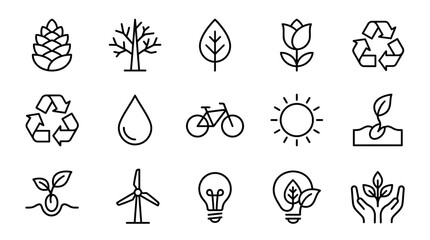 Eco Icons: Nature, Recycling, Energy, and Growth Symbols © Bobon