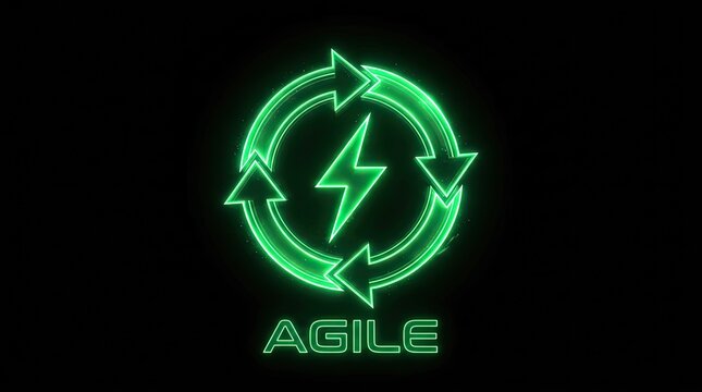 Agile methodology neon icon for software development and fast project management.