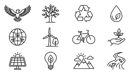Eco-friendly Icons Set: Nature, Recycling, Renewable Energy & Sustainability Symbols © chaelrafz