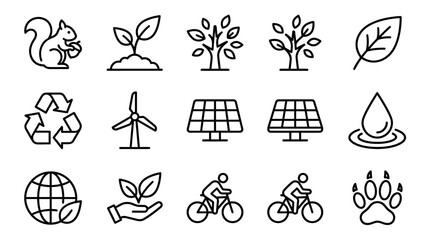 Eco-friendly Icons: Nature, Renewable Energy, Sustainability, Green Lifestyle © chaelrafz